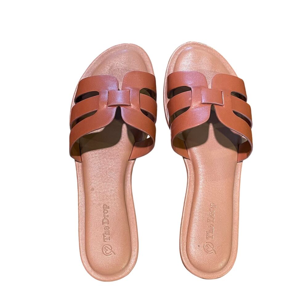 The Drop Tan Faux Leather Slip On / Slides / Sandals, Size 7.5